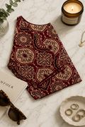Maroon Block Printed Cotton Blouse