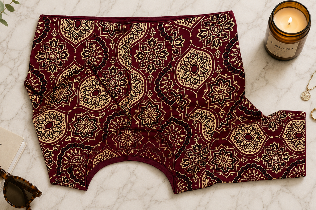 Maroon Block Printed Cotton Blouse