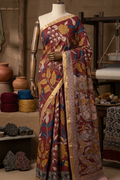 Maroon Kalamkari Cotton Saree