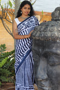 Ivory Tribal Block Printed Cotton Saree