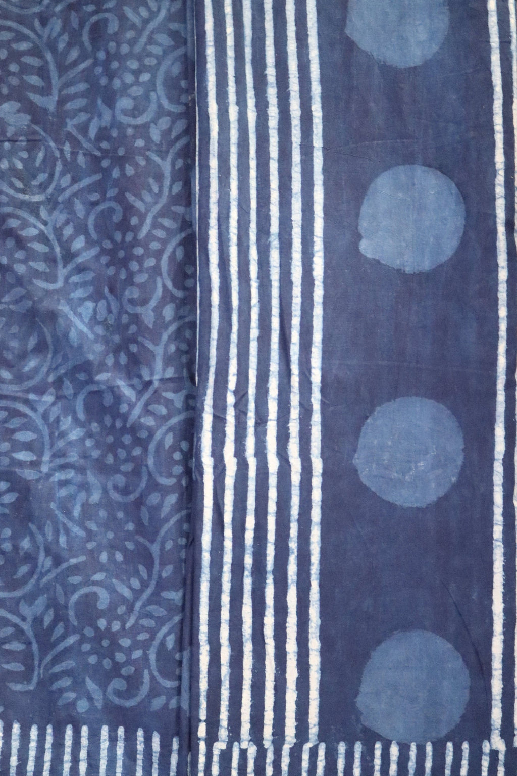 Indigo Orbit Hand-Blocked Dabu Saree