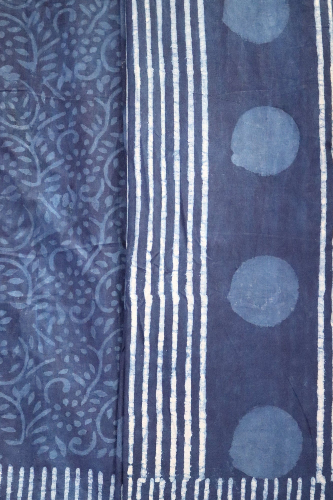 Indigo Orbit Hand-Blocked Dabu Saree