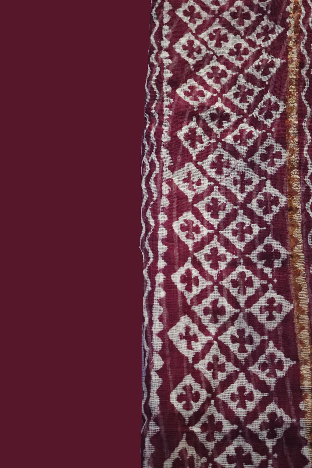 Crimson Charm Kota Doria Saree