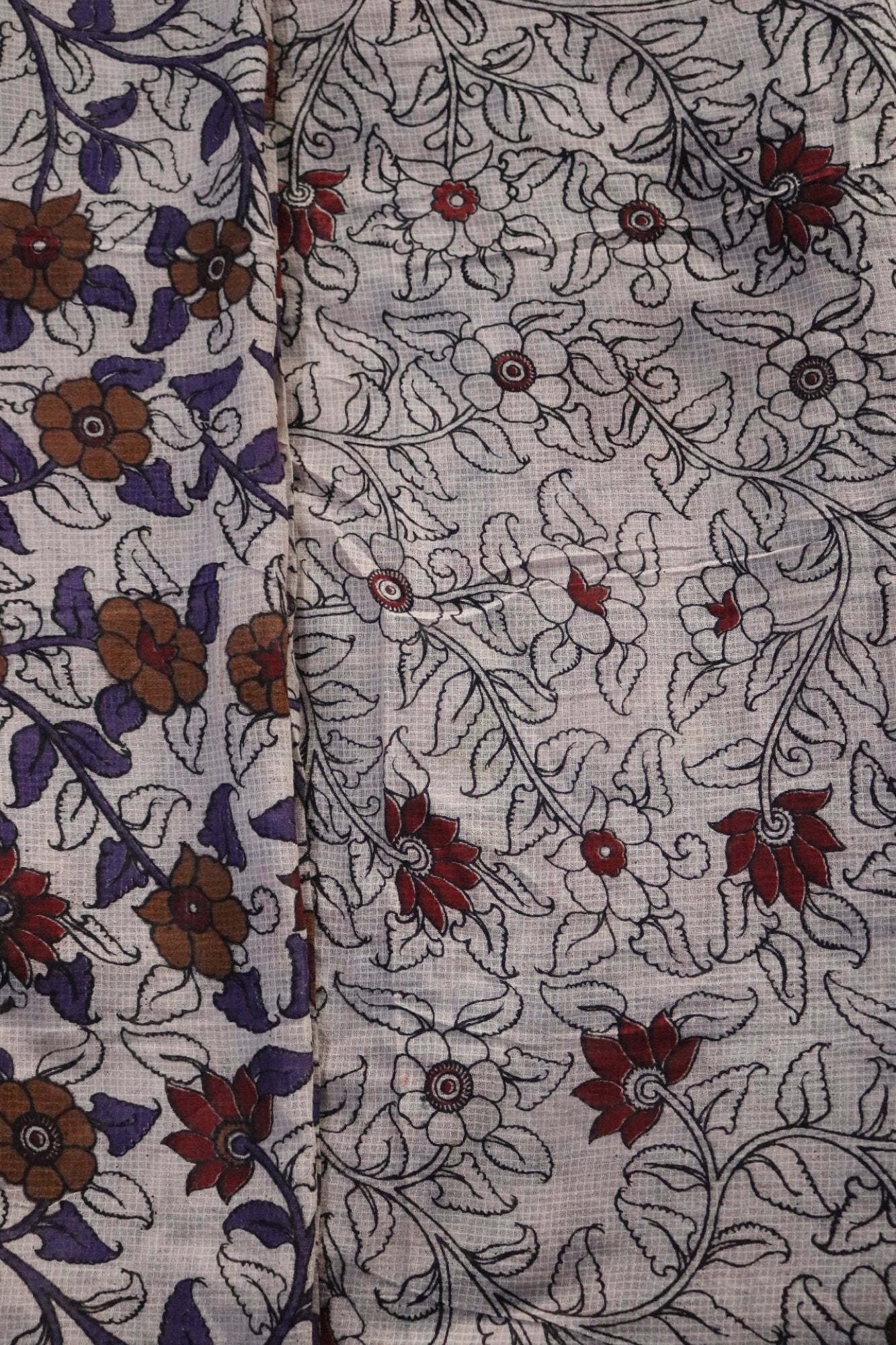 Beige Kalamkari Cotton Saree