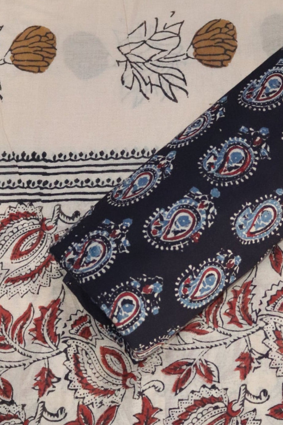 Beige Kalamkari Block Printed Mul Cotton Saree