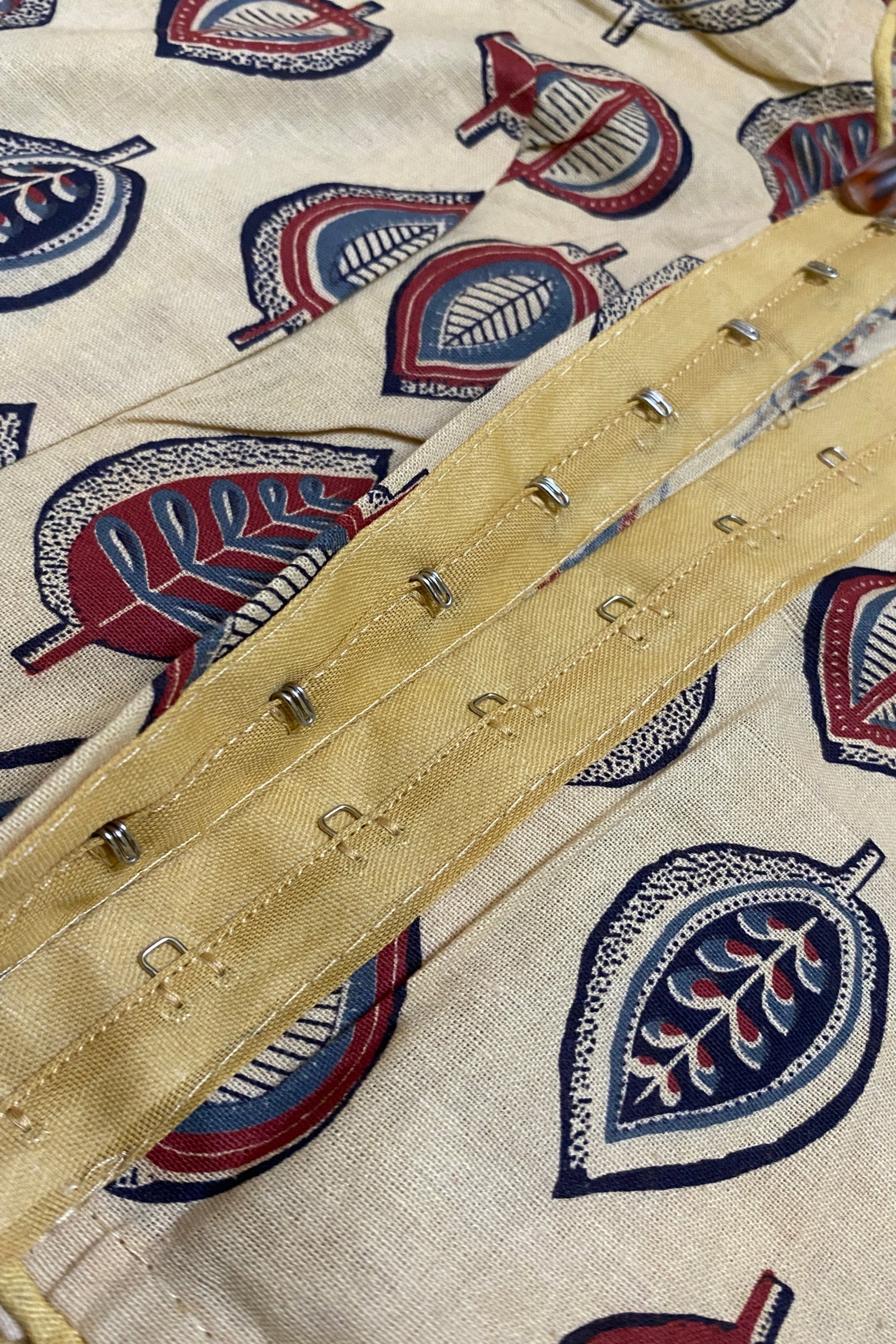 Beige Block Printed Cotton Blouse