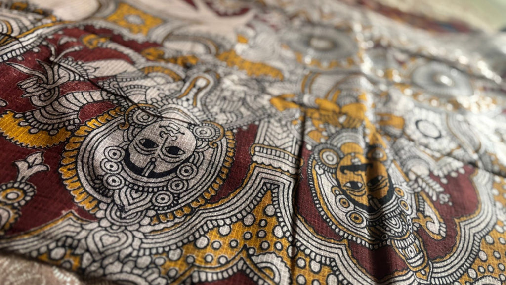 Maroon Kalamkari Cotton Saree