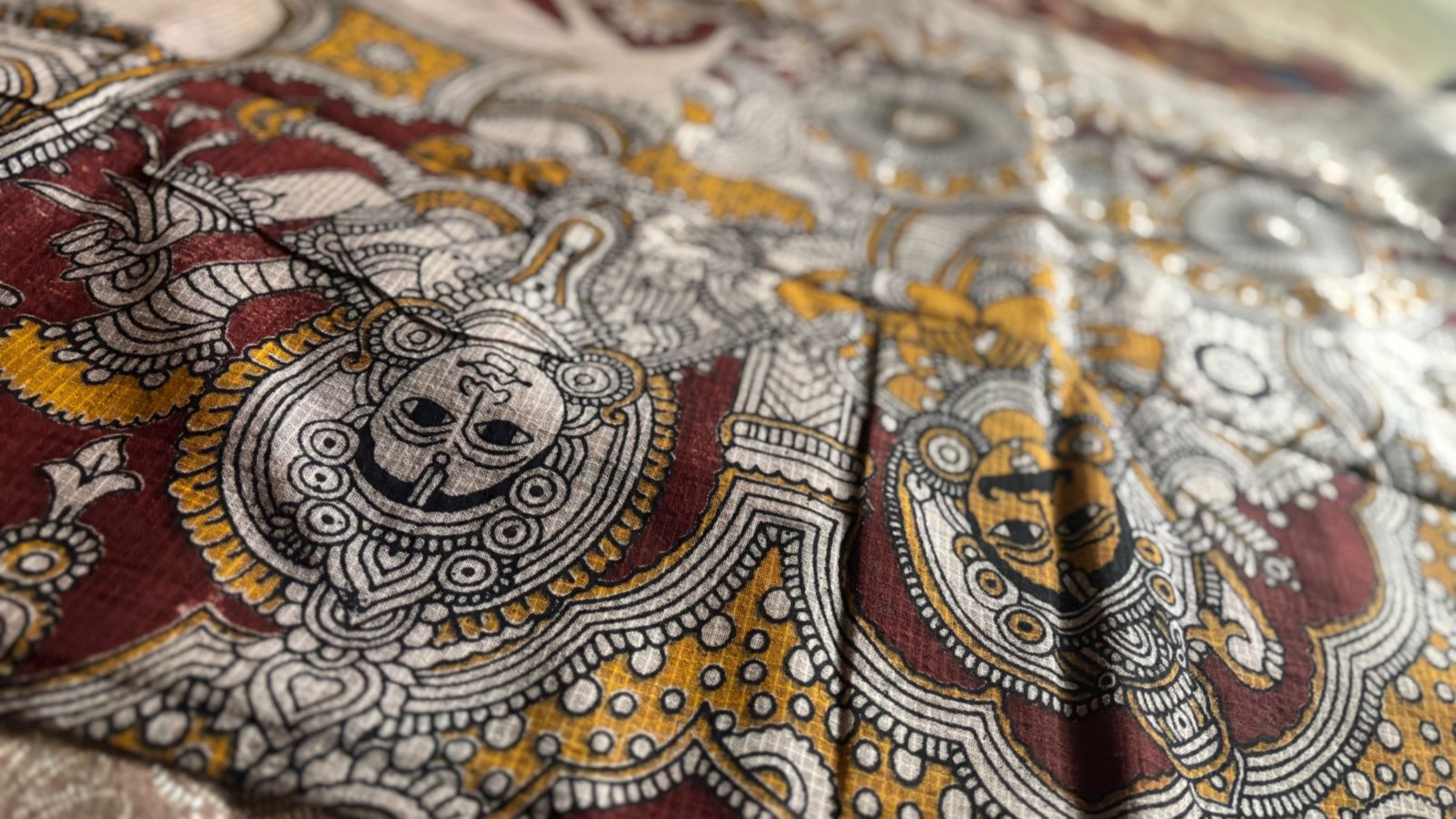 Maroon Kalamkari Cotton Saree